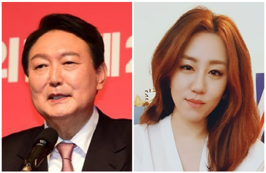 윤석열(왼쪽) 국민의힘 대선 후보와 조성은씨. 조성은 페이스북, 연합뉴스